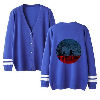

Fashion Casual Stranger Things v-neck Cardigan Kpop Sweater men/women hip hop Sweater stranger things Kid's pink casual tops