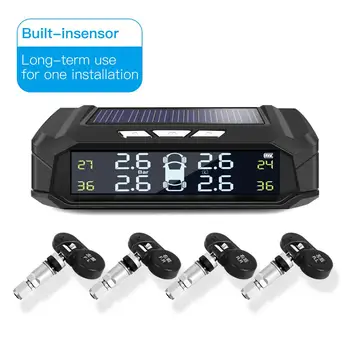 

Vehemo TPMS Tire Pressure Alarm Car Tire Pressure Monitoring System Solar Energy Tire Pressure Monitoring for Real-Time Display
