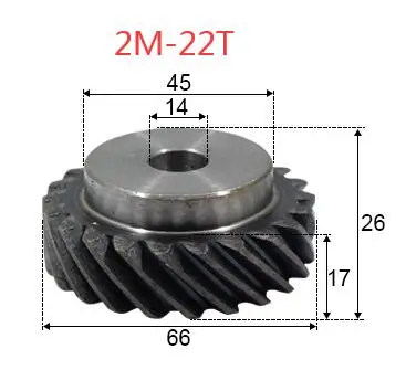 2M-22Teeths внутреннее отверстие: 14 мм 45 градусов спиральная Шестерня левша 0,47 г