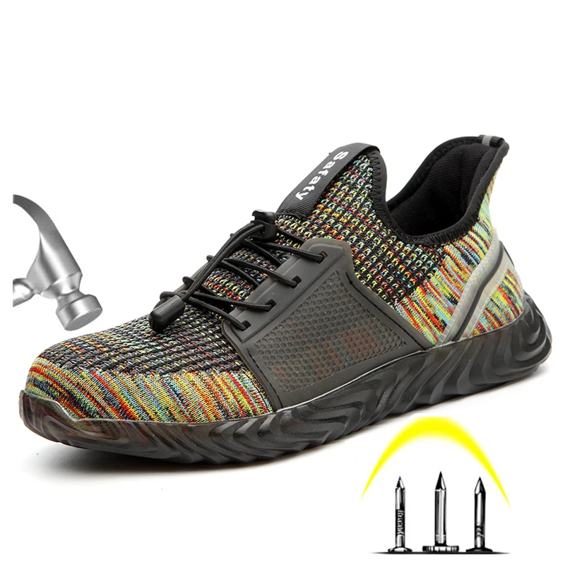 

New Men's Fashion Light & Comfortable Steel Toe Anti Smashing Protective Work Shoes Men Puncture Proof Safety Shoes Boots