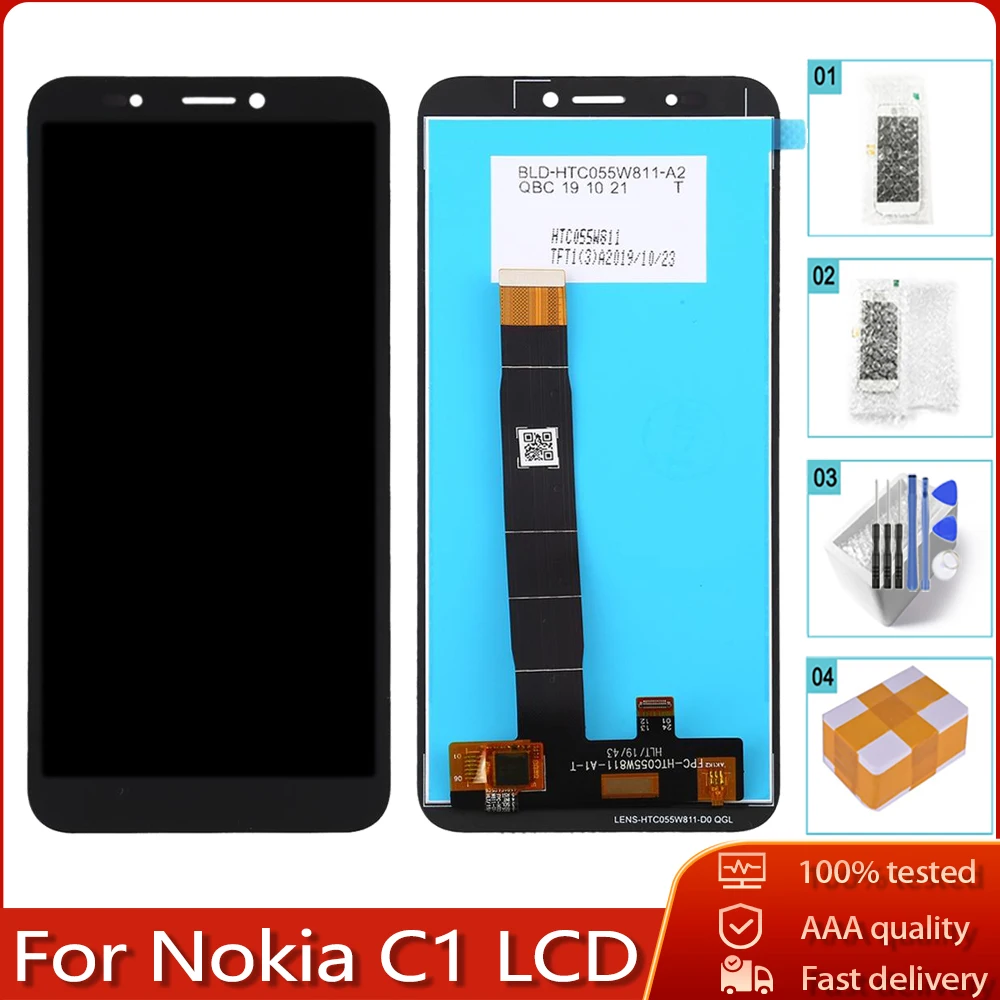 5 45 &quotОригинальный ЖК-дисплей для Nokia C1 сенсорный экран дигитайзер Замена TA-1165