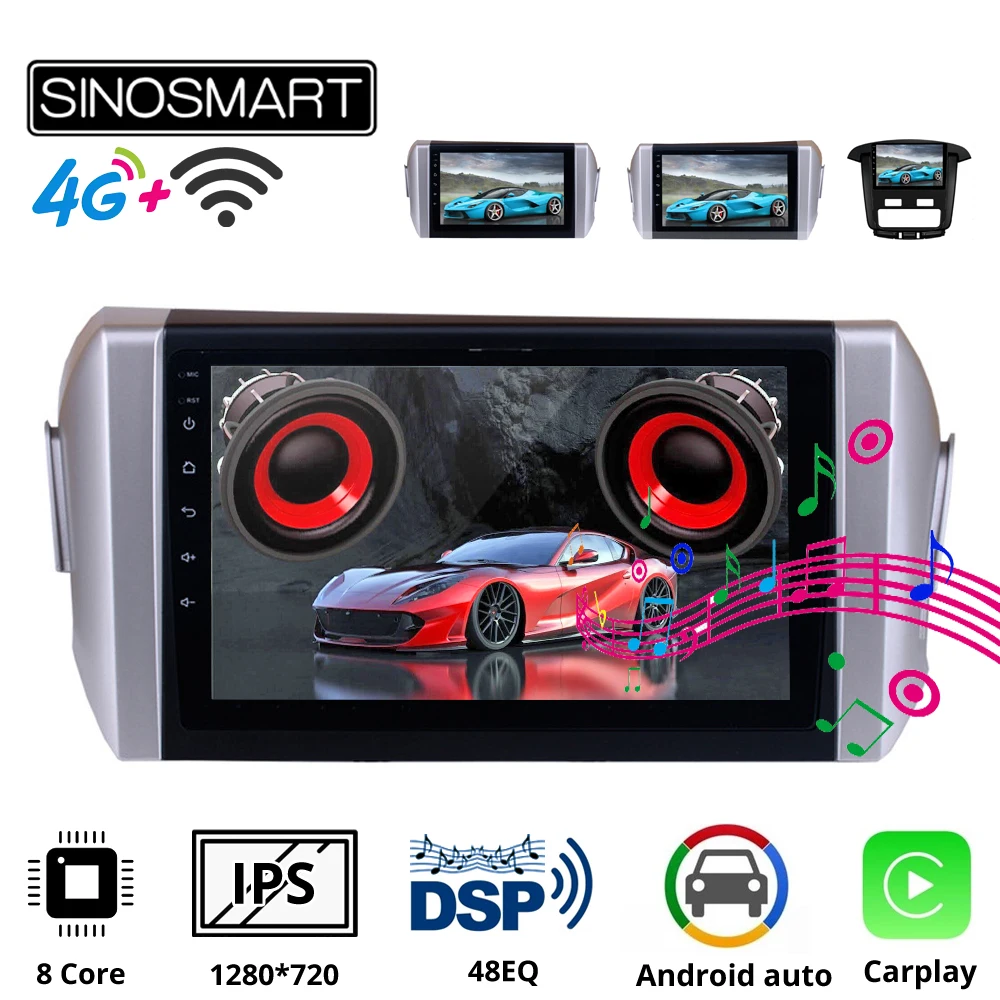 Sinosmart 8 ядер DSP 48EQ автомобиль для Toyota Innova 2007 2019 GPS навигация радио 2din 2.5D IPS/QLED