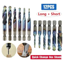 

12PCS M3-M10 High-Speed Steel Composite Hex Shank HSS Metric Screw Thread Tap Drill Bits Set Hand Tools