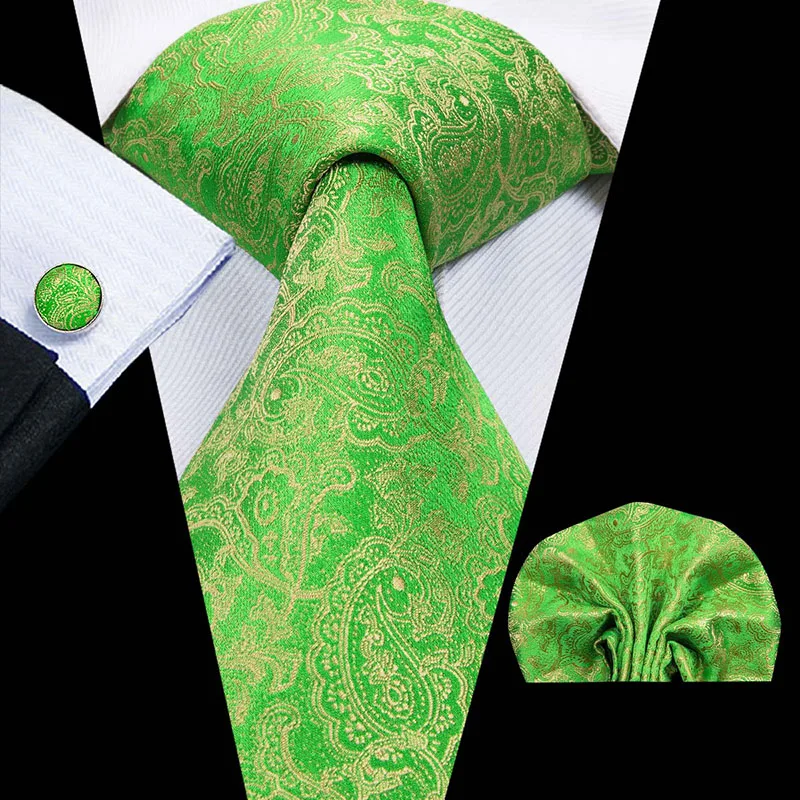 Шелковые галстуки с принтом Hi-Tie для мужчин, набор носовых платков, черный золотой галстук, модный жаккардовый галстук Gravatas, мужской галстук для свадьбы, бизнеса - Цвет: C-3054