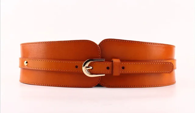 brown Коровья кожа широкий пояс для женщин высокое качество Ceinture Femme эластичный пояс женский винтажный ремень из натуральной кожи пряжки - Цвет: brown