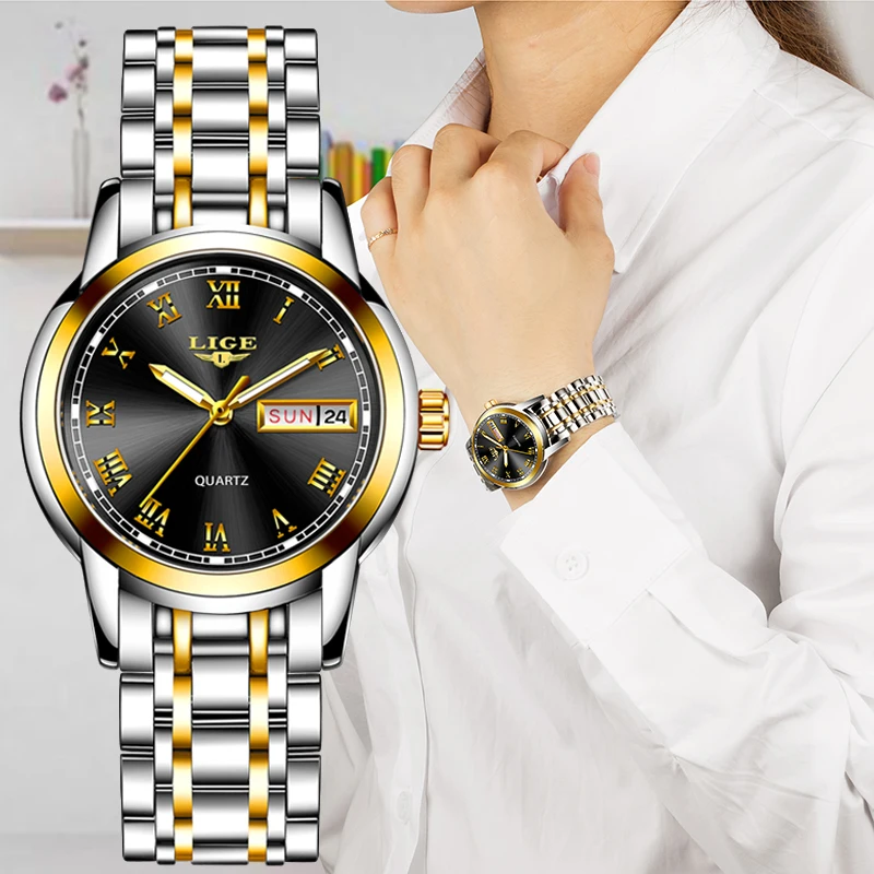 LIGE Women Watches New Fashion Watch Ladies Top Luxury Brand Quartz Clock Gold Wrist 2019 Gift For Reloj Mujer | Наручные часы