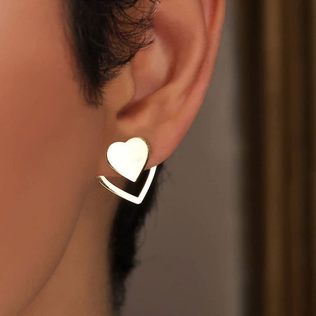 Color Big Heart Stud Earrings for Women Girl Korean Love Drop Glaze Aesthetic Daily Life Minimalist Jewelry Piercing Ear
