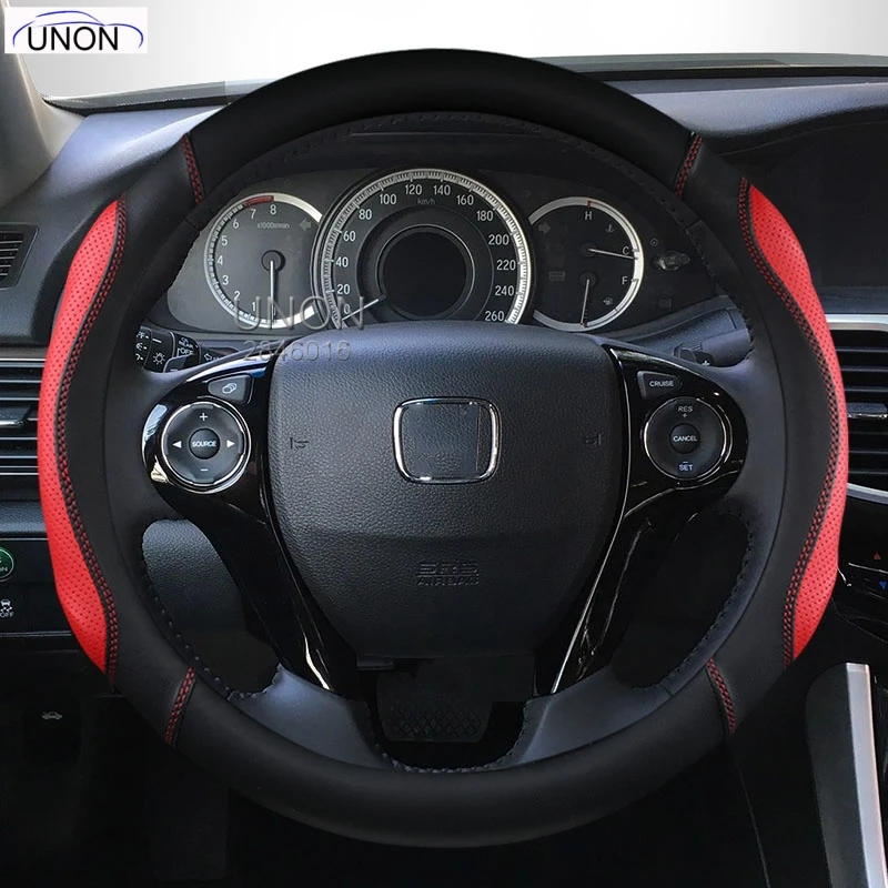 Supermicro Волокна Рулевое Колесо Чехлы для Honda Accord Fit Odyssey Jazz - Название цвета: Black red 1pc