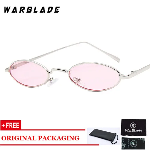 silver pink WarBLade новые маленькие овальные солнцезащитные очки модные женские мужские винтажные брендовые дизайнерские ретро круглые солнцезащитные очки для женщин и мужчин - Цвет линз: silver pink