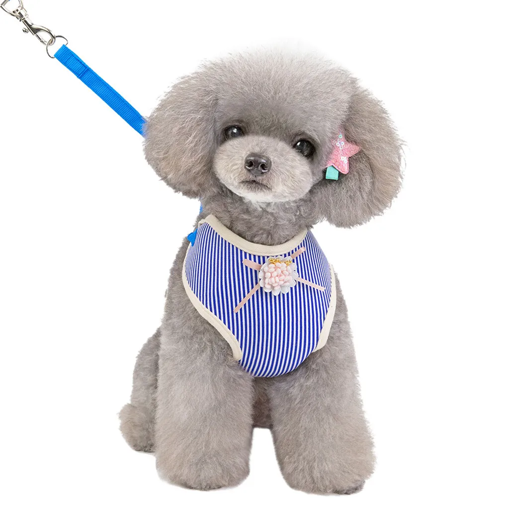 Pet Dog Harness Leash Set Adjustable Breathable Puppy Vest Harness Walking Lead Leash For Dog Soft Chest Strap Pet#0812