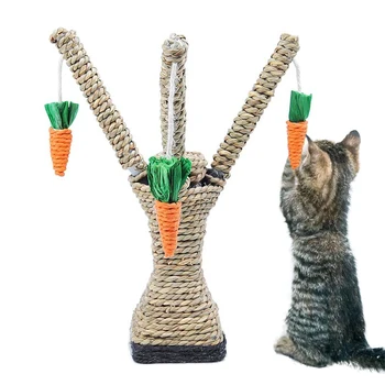 

Cat Toys Interactive Tree Tower Shelves Climbing Frame Cat Scratching Column Straw Rope with Cat Tooth Cleaning Chew Radish
