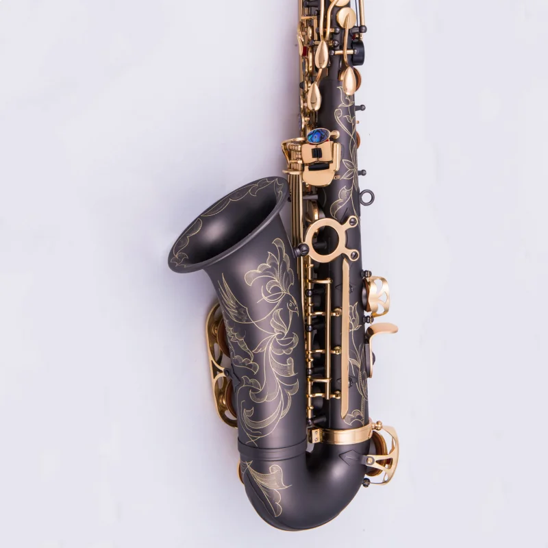 Sax Golden Tenor Saxophone In Black Background Stock Photo - Alamy