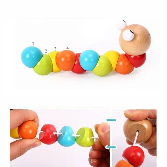 New New Worm Twist Puppet Cognition fun Educational Toys Changeable Shape Wooden Blocks Kids Colorful Caterpillar Baby Toy 6