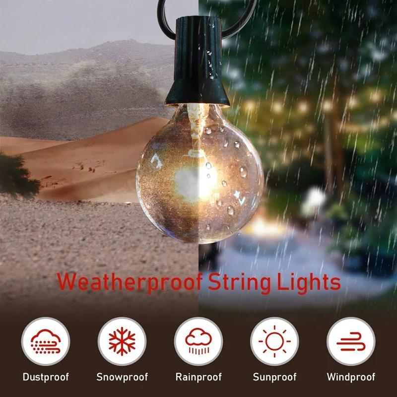 Kopen 25Ft G40 Bulb Globe String Lights Met Clear Lamp Achtertuin Patio Verlichting Vintage Lampen Decoratieve Outdoor String Lamp Voor Bruiloft