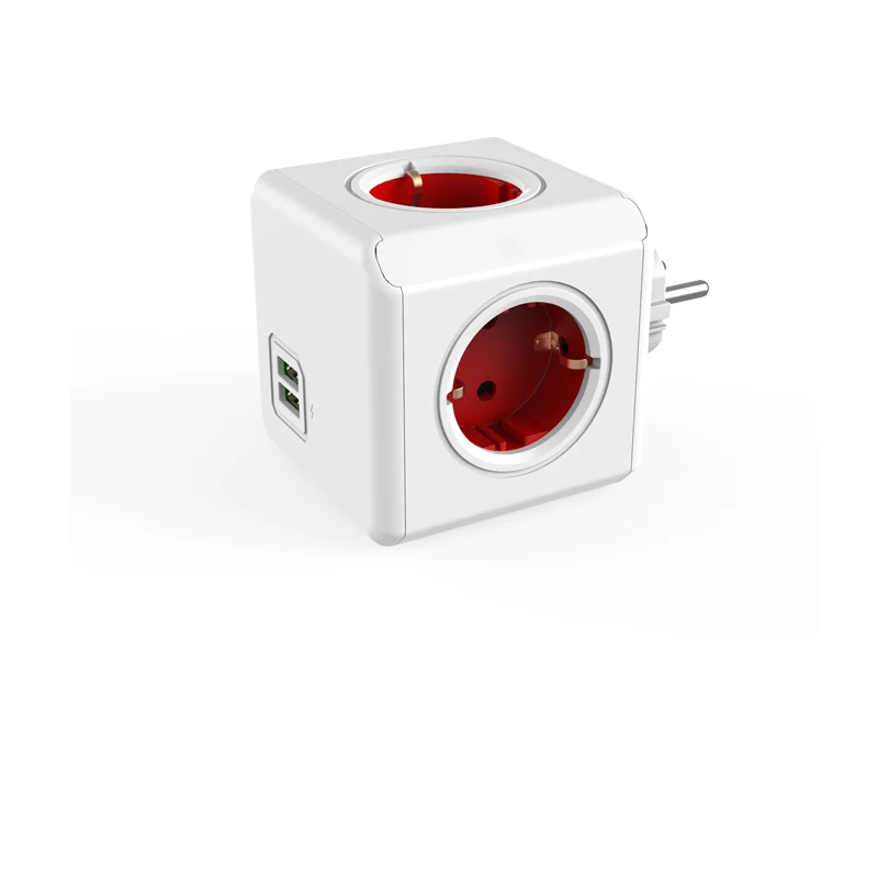 

Smart Home Power Cube Socket EU Plug 4 Outlets 2 USB Ports Adapter Power Strip Extension Adapter Multi Switched Sockets