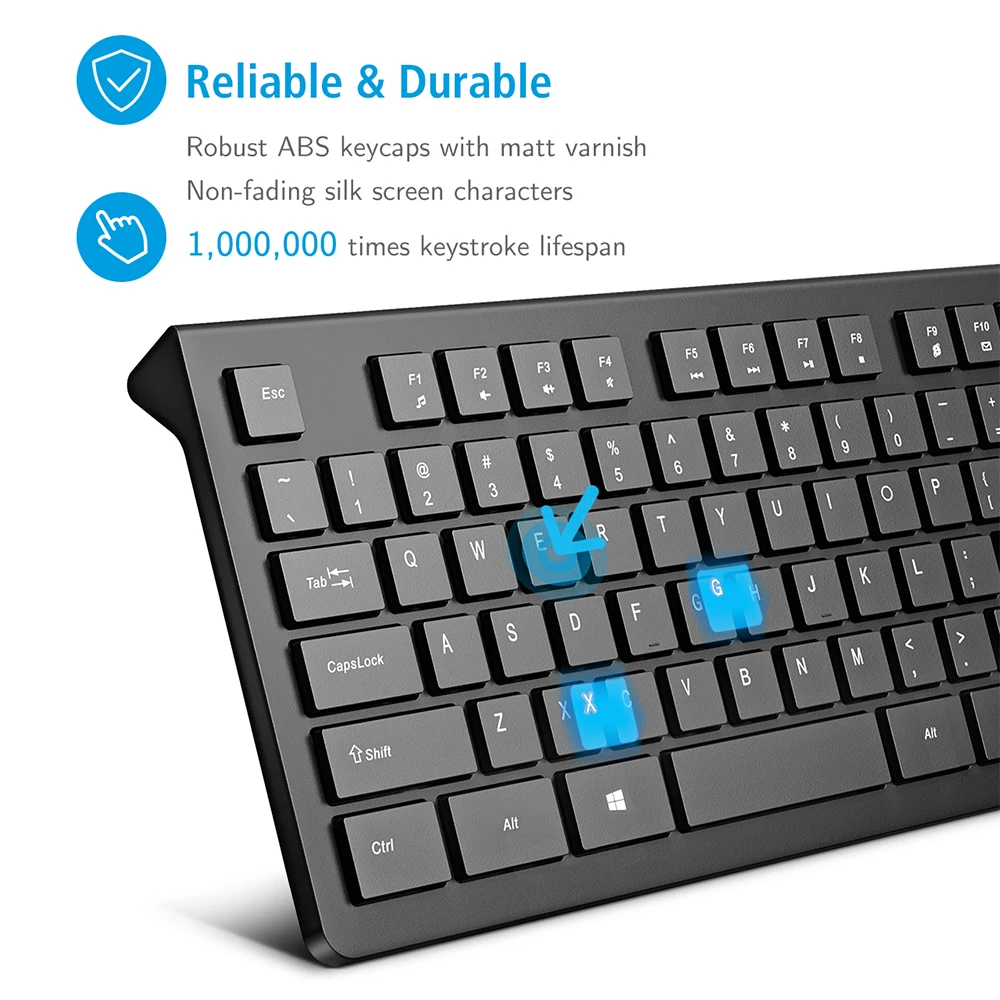VicTsing PC206 Проводная клавиатура 104 Keycaps USB клавиатура с 12 мультимедийными ярлыками для ПК ноутбук