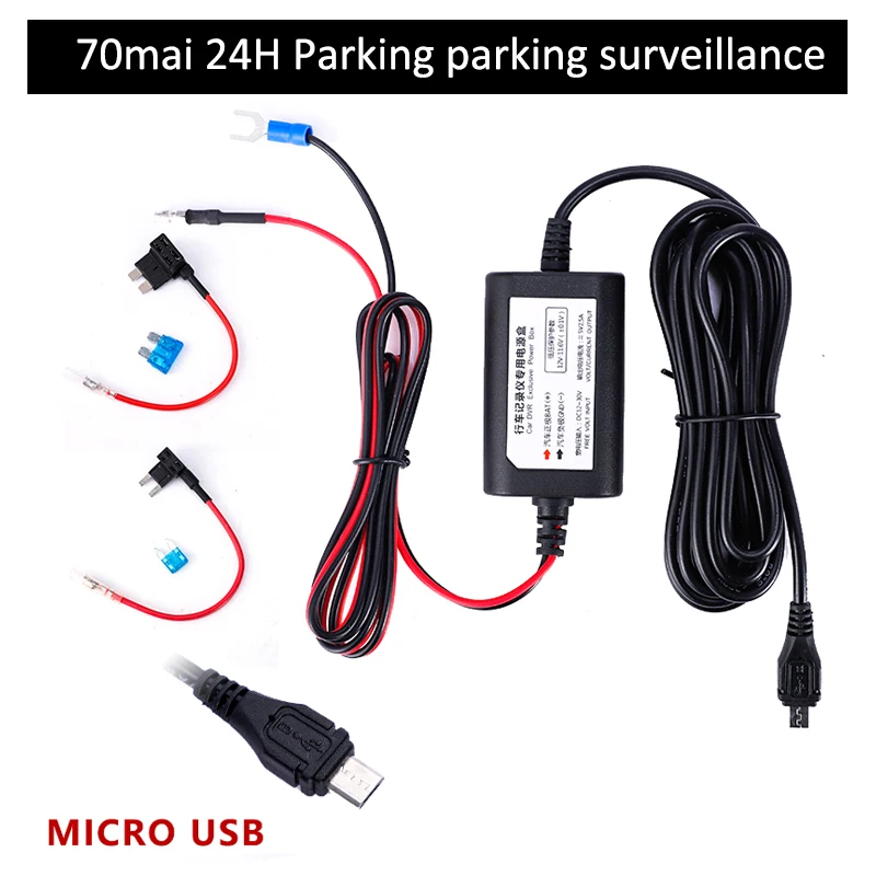for 70mai hardware kit parking surveillance cable A800S Cam WIDE PRO Plus+ A500S Hardwire Kit Car DVR 24H Parking Moni | Автомобили и