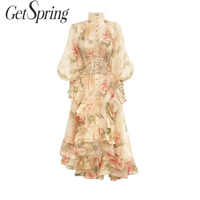 GetSpring женское платье вечерние нное вечернее с цветочным принтом винтажное