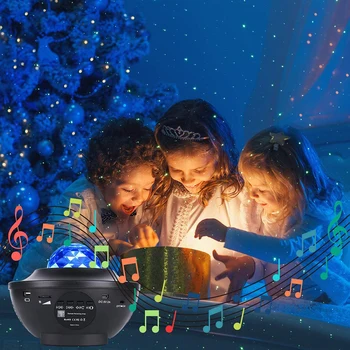 

Bluetooth USB Voice Control Music Player LED Night Light Remote Control Colorful Starry Sky Water Wave Projector Lamp