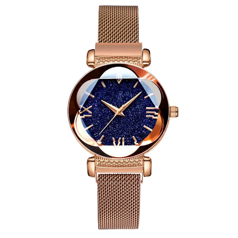 rose gold Звездное небо, женские часы с сетчатым ремешком, браслет из розового золота, женские часы, женские часы, модные часы, женские часы в подарок, Relogio Feminino Saat - Цвет: rose gold