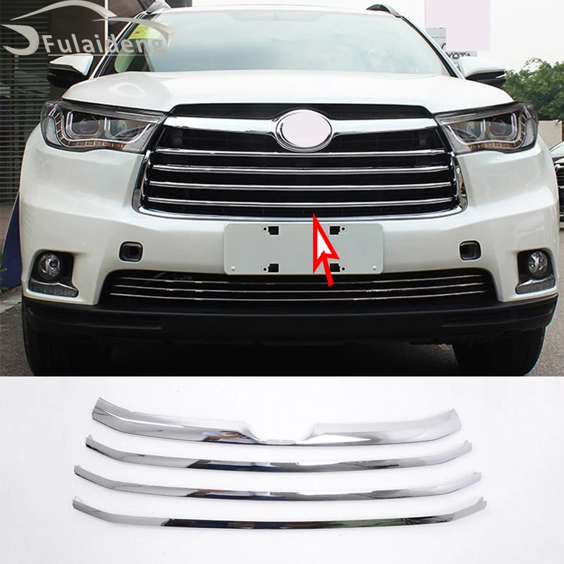 4 шт. для Toyota Highlander- ABS Хромированная передняя решетка бампера Гриль Крышка отделка автомобиля Стайлинг Аксессуары