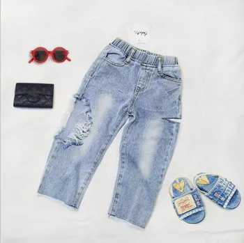 

2020 new girls denim holes pants summer fashion girls jean pants 2-8t HO810
