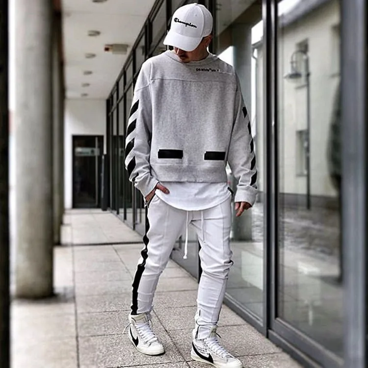 

Fashion Explosion Street Tide Brand Men's Slim Feet Pants Casual Colorblock Track Pants Trendy Hip Hop Slim Cotton Fitness Pants
