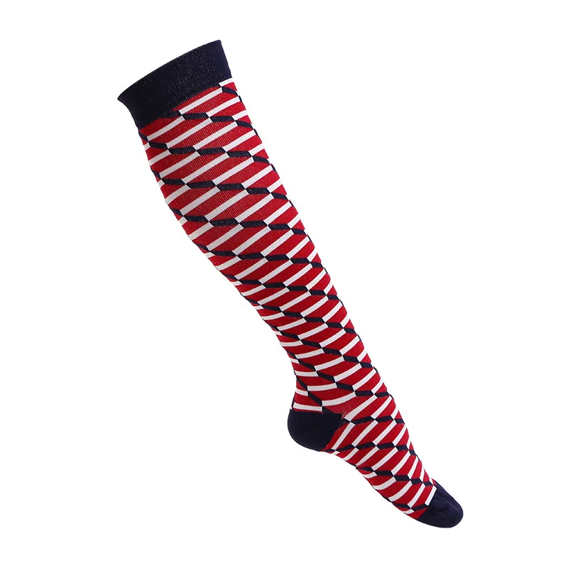 Компрессионные носки для мужчин и женщин; эластичные носки для ног; дышащие носки до колена в разноцветную полоску; подарок на Рождество; носки для велоспорта - Цвет: as show