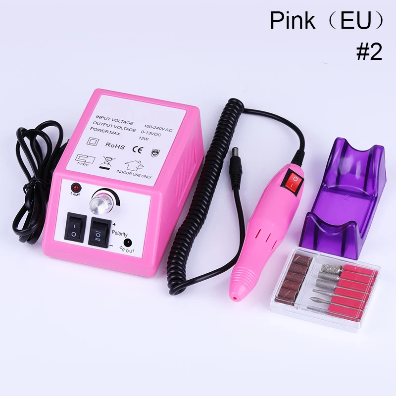 Set 23 Pink EU 3000/35000 об/мин электрические сверла для ногтей Маникюрный пилочка для ногтей шлифовальный Педикюр оборудование профессиональный инструмент - Цвет: Set 23 Pink EU