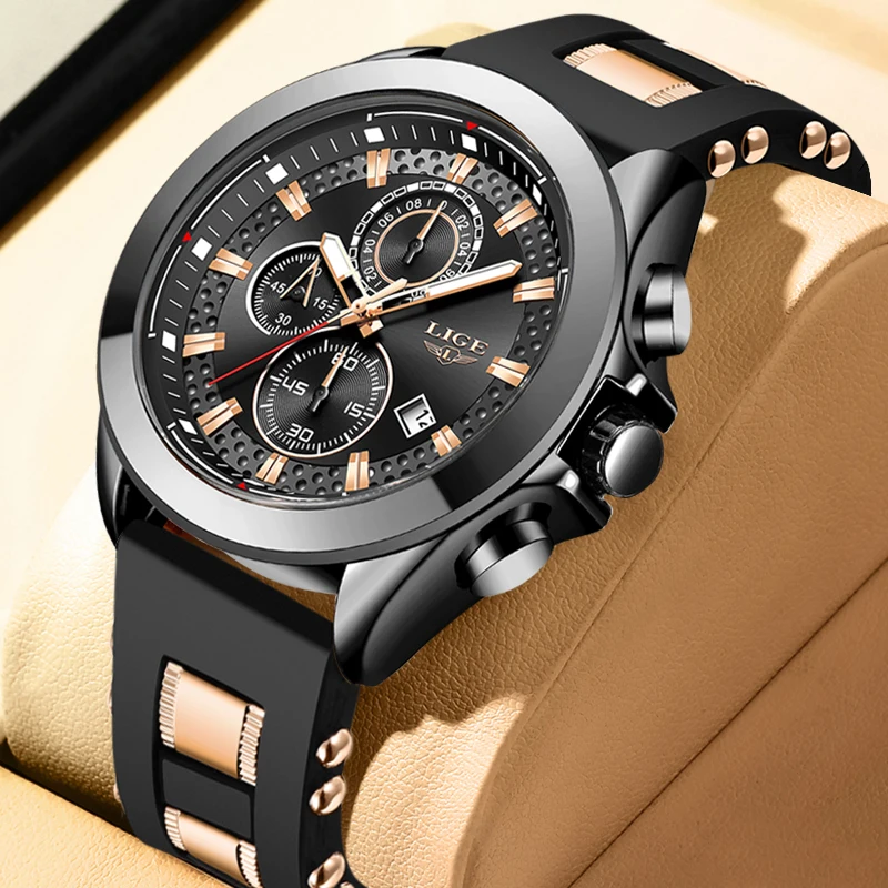 LIGE Sports Mens Watch Top Brand Luxury Waterproof Quartz Wristwatch Military Chronograph Watches for Men Date Clock Watch Man 