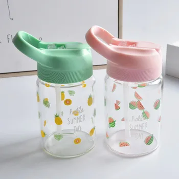 

Creative Cute Pineapple Straw Cup Transparent High Temperature Glass Sealed Leakproof Large Capacity 420ml Portable Water Bottle