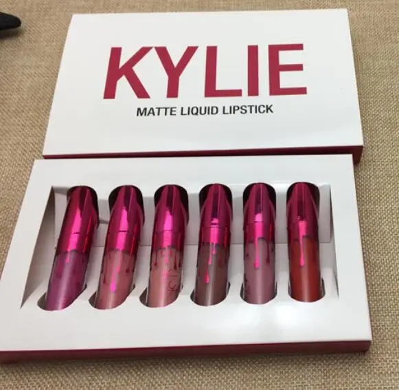New KYLIES Cosmetics set Matte Liquid Blue Lip Gloss Lightning 12pcs Waterproof Kylies Lip Gloss Kit Long Lasting Matte - Цвет: 6pcs set