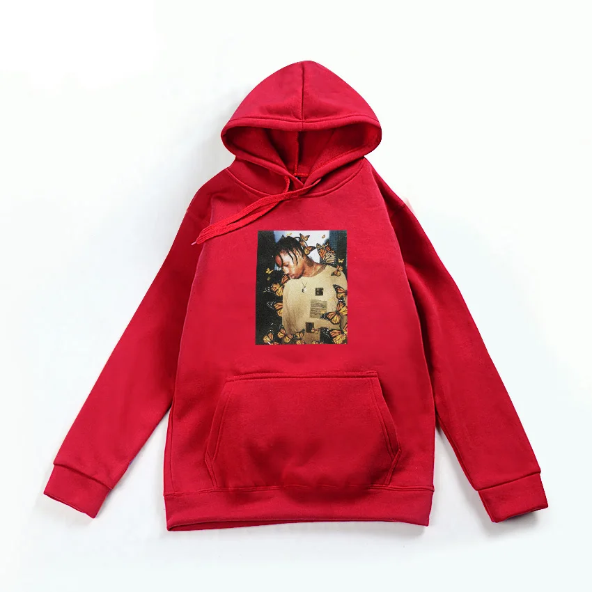 Красный Скотт Трэвиса толстовка с длинными рукавами с эффектом бабочки для музыкальных выступлений, для чтения рэпа альбом Обложка для мужчин и женщин Астрономия мир Толстовка Топы - Цвет: Красный