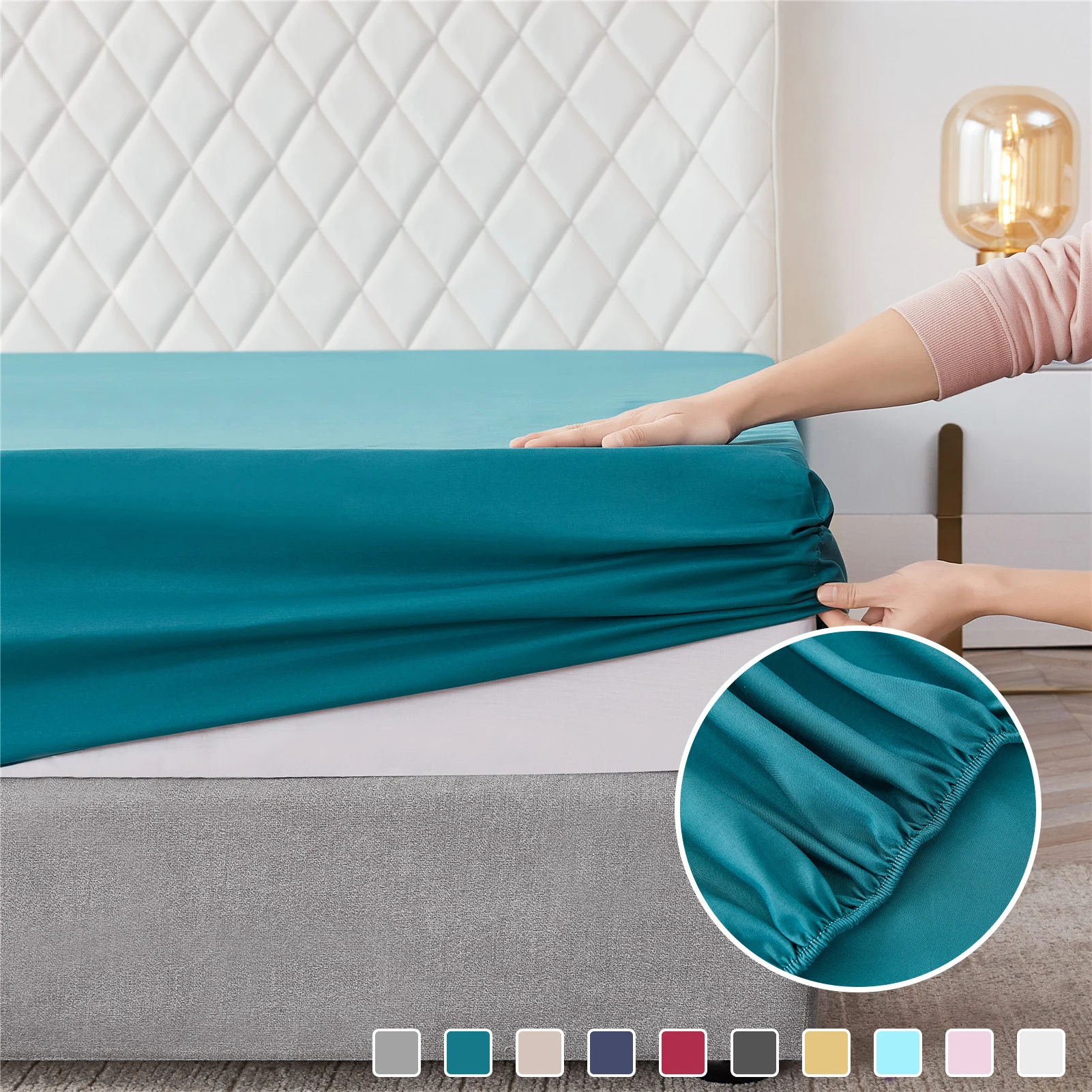 Uyeoco Funda Para Cabecero De Cama, De Tela, Elástica, Protector Cubierto A Prueba De Polvo Cover, Decoración (Color : Light Gray, Size : 180cm(71