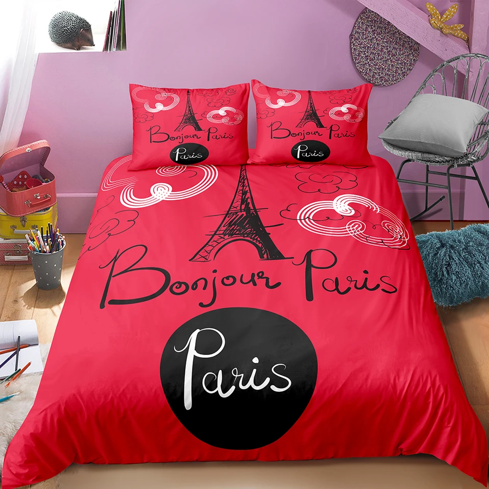 Paris Tower Duvet Cover Set Romantic Bedding Single Double Bed