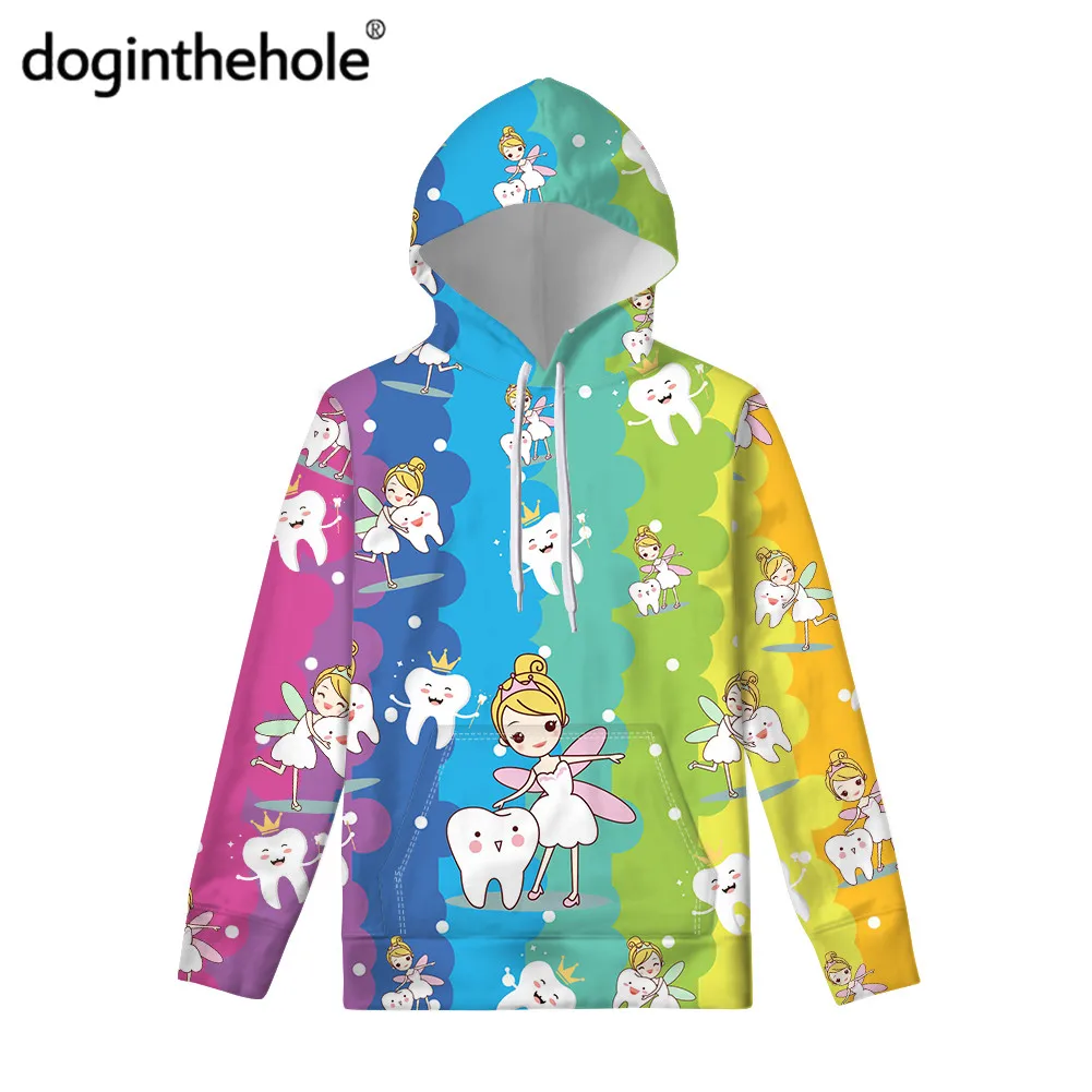 

doginthehole Brand Design Nursing Sweatshirt for Women Cute Nurse Pattern Kpop Slim Hoodies Teen Girls Fashion Outdoor Tops