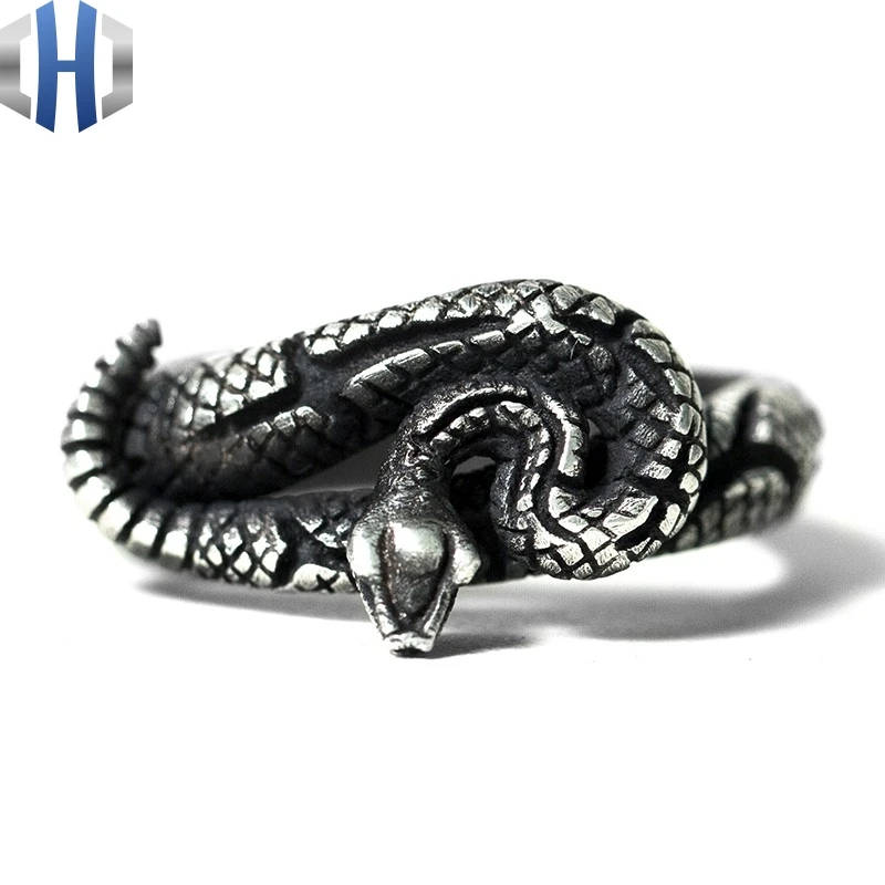 

22mm Original Design Handmade Silver Pattern Python 925 Silver Ring Personality Small Snake Ring Simple Ring