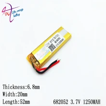 3.7V 1250mAH 682052 702050, polimerowa bateria litowo-jonowa/akumulator litowo-jonowy do GPS, mp3, mp4, mp5, dvd, bluetooth, modelu zabawki telefonu komórkowego