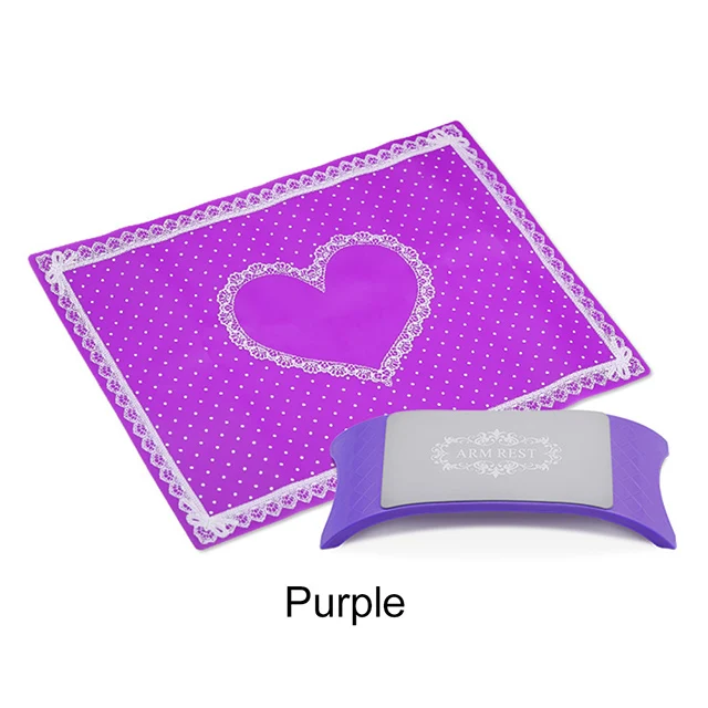 1 набор, силиконовая подставка для рук, Маникюрный Стол, держатель для рук, подушка, подушка, коврик, складной, моющийся, для салона, маникюрные инструменты - Цвет: Purple
