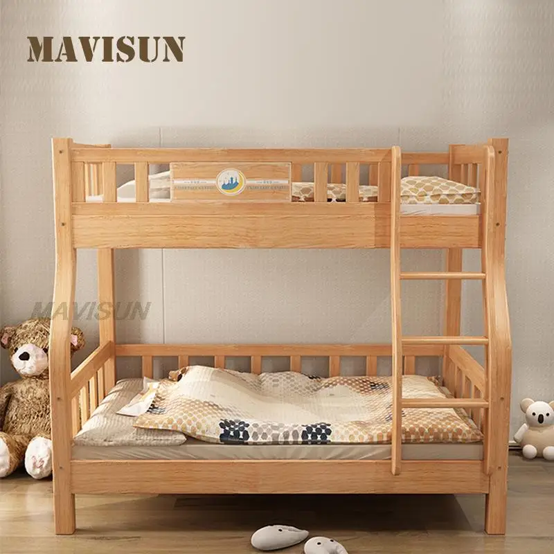 

Minimalist Modern Style High And Low Bunk Bed With Solid Wood 1.2 Meter Bedroom Mother And Child Bed Small Apartment Furniture