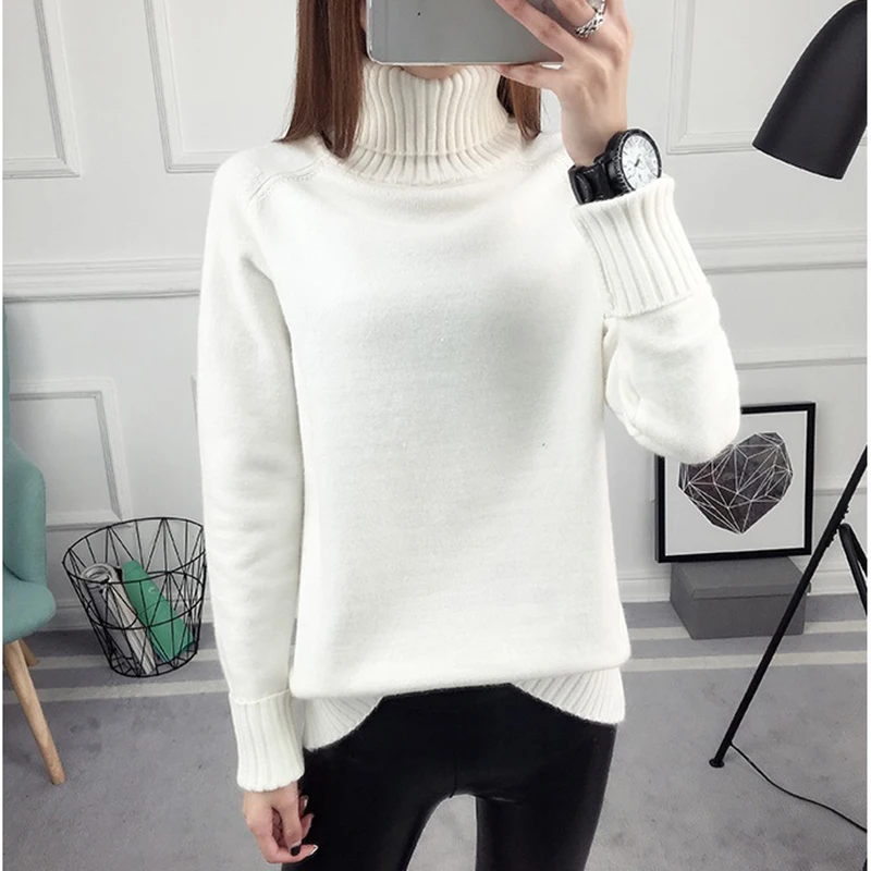 

Sweater Ladies Turtleneck Wool Slim 2019 Autumn Winter Cashmere Knitted Women Sweater Warm Pullover Female Tricot Jersey