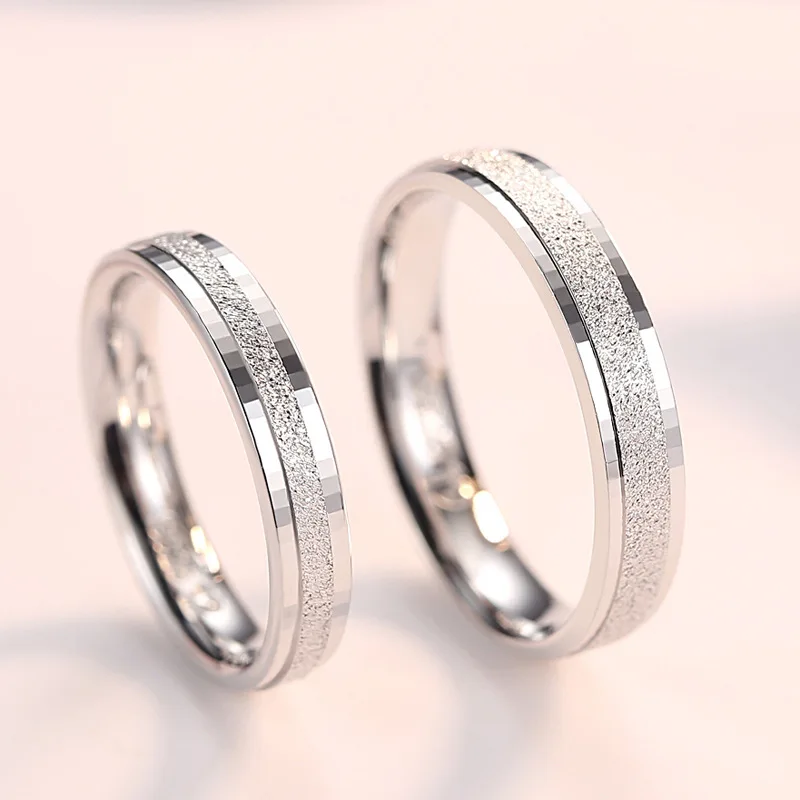 925 Silver Sterling Couple Ring Men Women Frosted Band Flakes Anniversary Jewelry Lover Wedding silver rings silver ring wedding rings