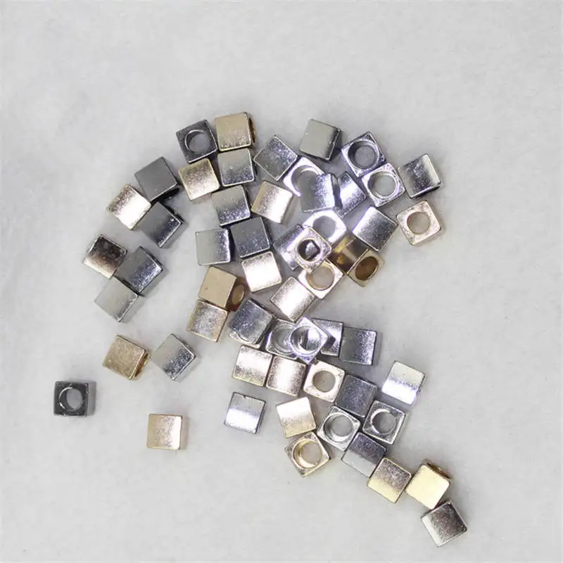 

Metal Alloy Square Cord End Tip End Cap Jewelry Making Garment Hat Shoelace Accessory DIY Craft Supply Single Hole 8*8mm 20PCs