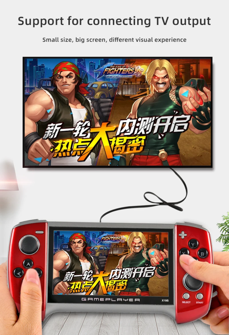 5.1 Inch Handheld Portable Game Console X19s Dual Joystick 8GB Preloaded 1000 Games Support TV Out Video Game Camera Machine