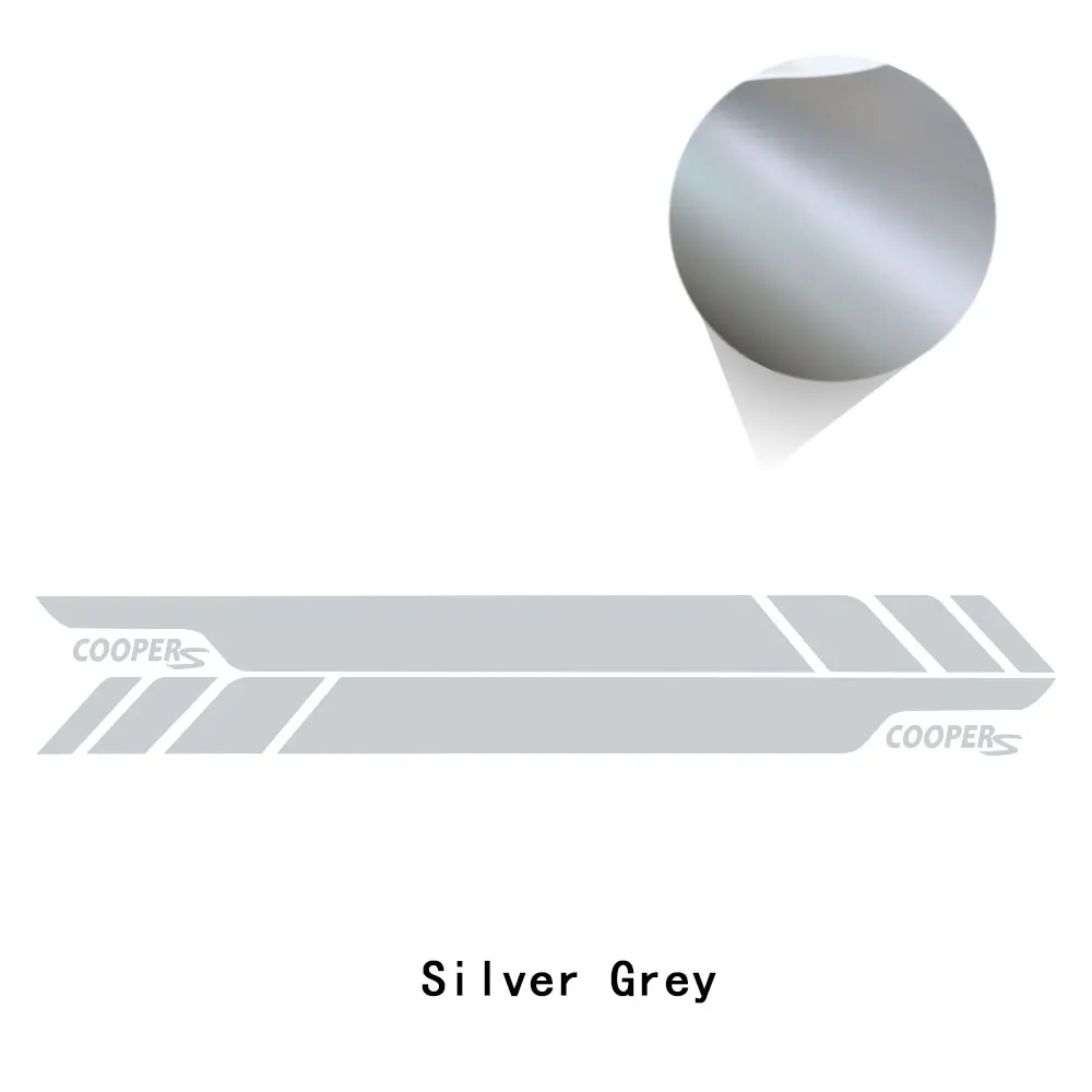 silver gray 2 шт. автомобильный Стайлинг Cooper S графика виниловая наклейка гоночная дверь боковые полосы наклейка для MINI Cooper S Clubman F54 JCW аксессуары - Название цвета: silver gray