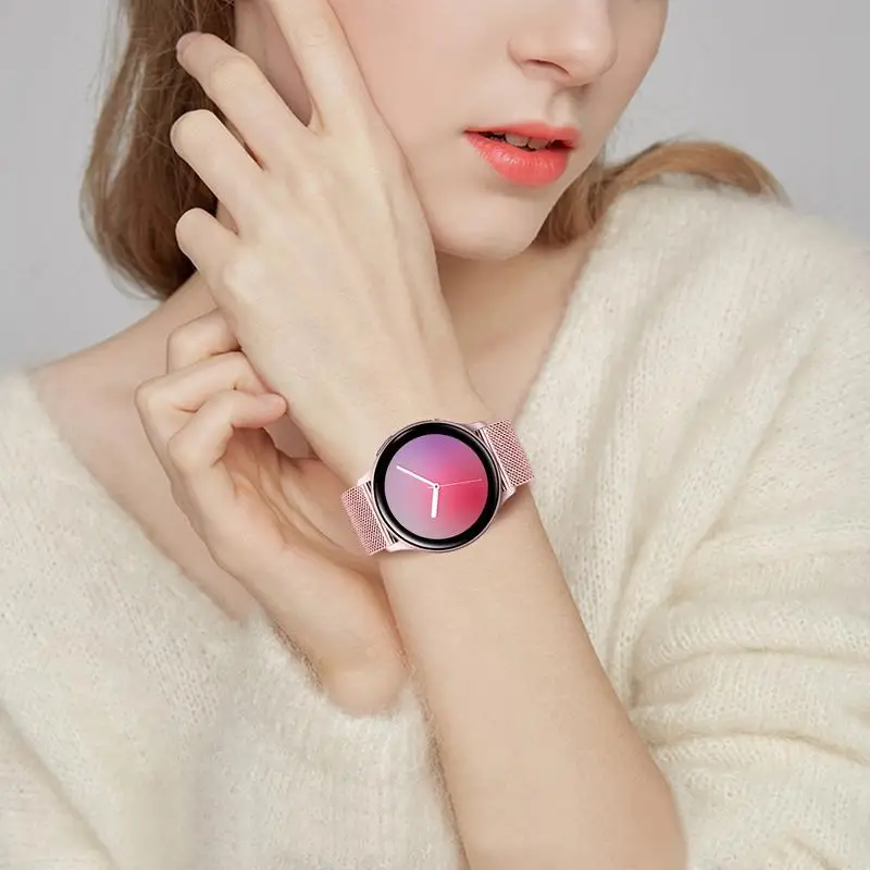 Миланский ремешок для часов samsung Galaxy Watch Active2 44 мм 40 мм сетчатый ремешок из нержавеющей Стали Быстросъемный ремешок активный 2 браслет