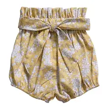 Модные штаны с бантом для маленьких девочек шорты-фонарики новые летние шорты с эластичным поясом, D08C