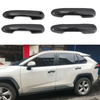 

4*Carbon Fiber Car Outer Door Handle Cover For Toyota RAV4 2019 2020 W/ Keyless