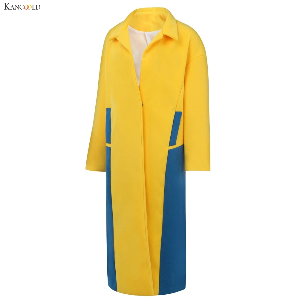 KANCOOLD пальто женское модное лоскутное отложной воротник пуговицы Карманы длинный рукав длинное новое пальто и куртки для женщин 2019Oct24