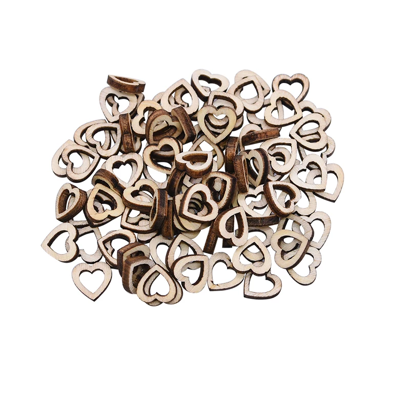 100pcs 10mm 50-200 шт 10-50 мм деревянные любовные конфетти в форме сердца DIY аксессуары для рукоделия для свадебной вечеринки украшения домашнего стола - Цвет: 100pcs 10mm